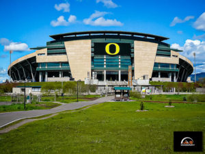 Example of J&S Masonry’s masonry construction at Autzen stadium at the University of Oregon on a sunny day